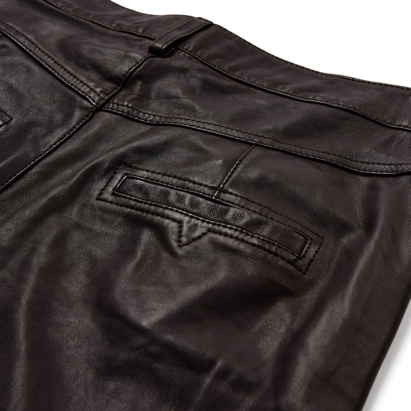 Depeche leather wear Boa leather pants - Wide leg (HW) Pants 008 Chocolate