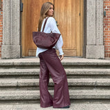 Depeche leather wear Boa leather pants - Wide leg (HW) Pants 279 Burgundy