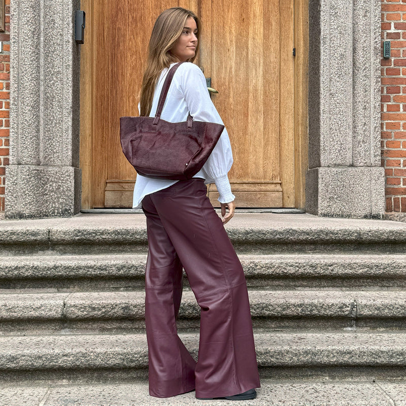 Depeche leather wear Boa leather pants - Wide leg (HW) Pants 279 Burgundy