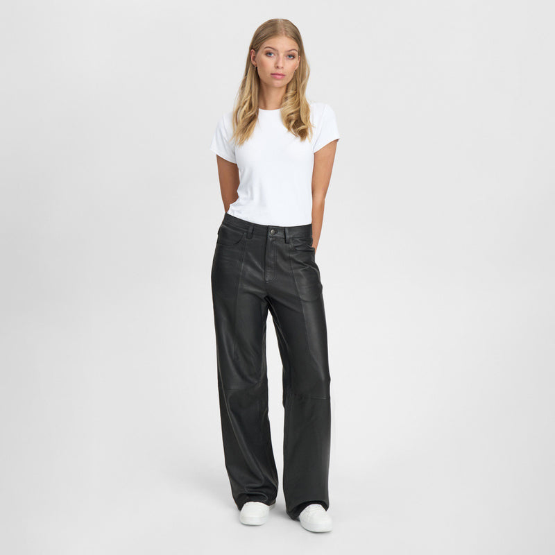 Depeche leather wear Boa leather pants - full length (HW) Pants 099 Black (Nero)