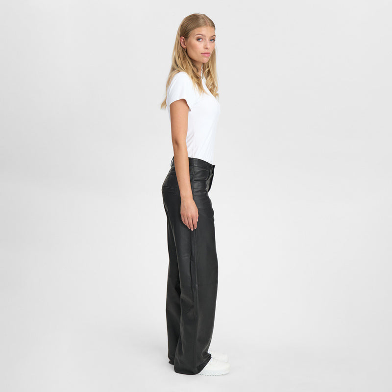 Depeche leather wear Boa leather pants - full length (HW) Pants 099 Black (Nero)