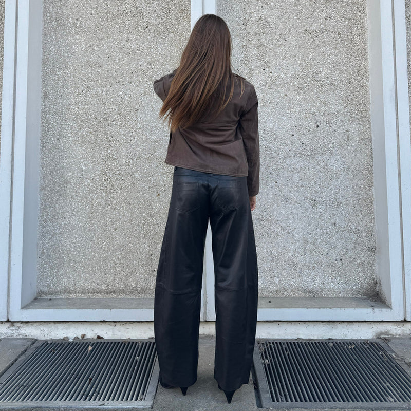 Depeche leather wear Boel barrel trousers in lamb leather Pants 099 Black (Nero)