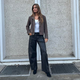 Depeche leather wear Boel barrel trousers in lamb leather Pants 099 Black (Nero)