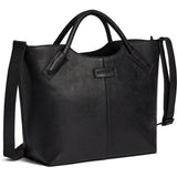 DEPECHE Boxy cow leather shopper with tube handles Shopper 099 Black