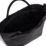 DEPECHE Boxy cow leather shopper with tube handles Shopper 099 Black