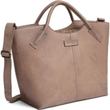 DEPECHE Boxy cow leather shopper with tube handles Shopper 224 Taupe