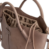 DEPECHE Boxy cow leather shopper with tube handles Shopper 224 Taupe