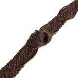 DEPECHE Braided leather belt with metal details Belts 161 Dark brown