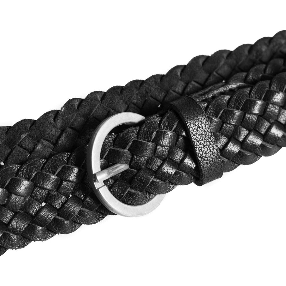Braided narrow belt in soft leather / 15242 - Black (Nero) – DEPECHE