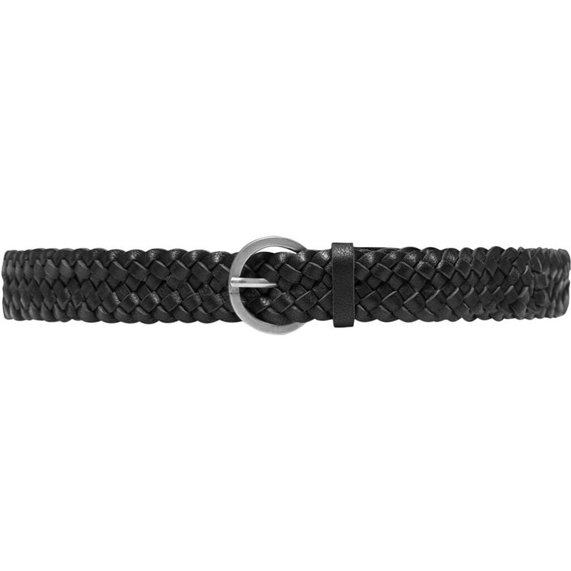 DEPECHE Braided narrow belt in soft leather Belts 099 Black (Nero)