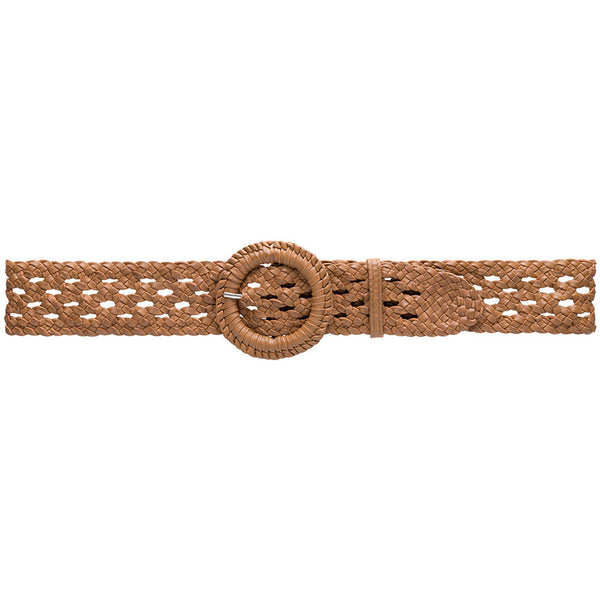 DEPECHE Braided waist belt in nice leather quality Belts 014 Cognac