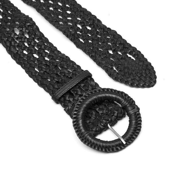 DEPECHE Braided waist belt in nice leather quality Belts 099 Black (Nero)