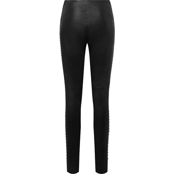 Depeche leather wear Caisey leather leggings with rivets Pants 099 Black (Nero)