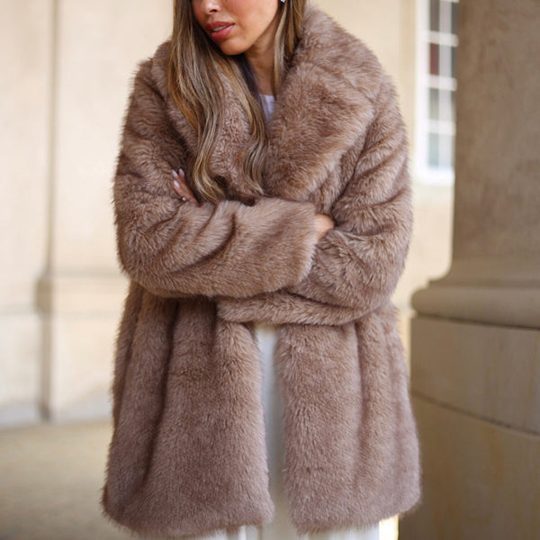 Depeche Clothing Celine faux fur jacket Jackets 011 Sand