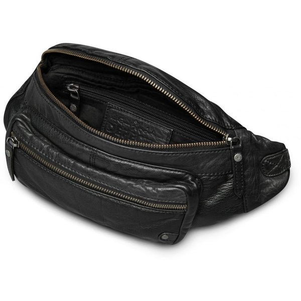 DEPECHE Classic bumbag in soft washed leather Bumbag 099 Black (Nero)