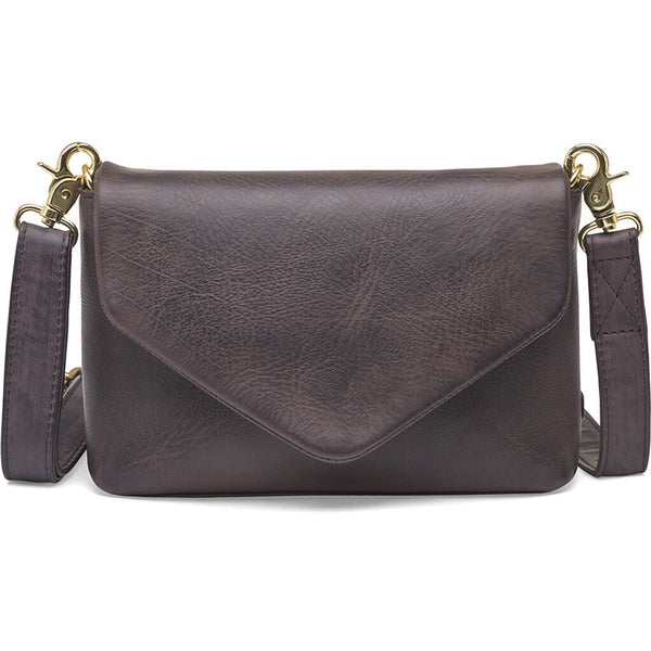 DEPECHE Classic crossover bag in soft leather quality Cross over 161 Dark brown