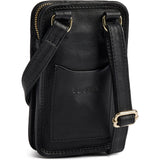 DEPECHE Classic leather mobile bag with crossbody strap Mobilebag 099 Black