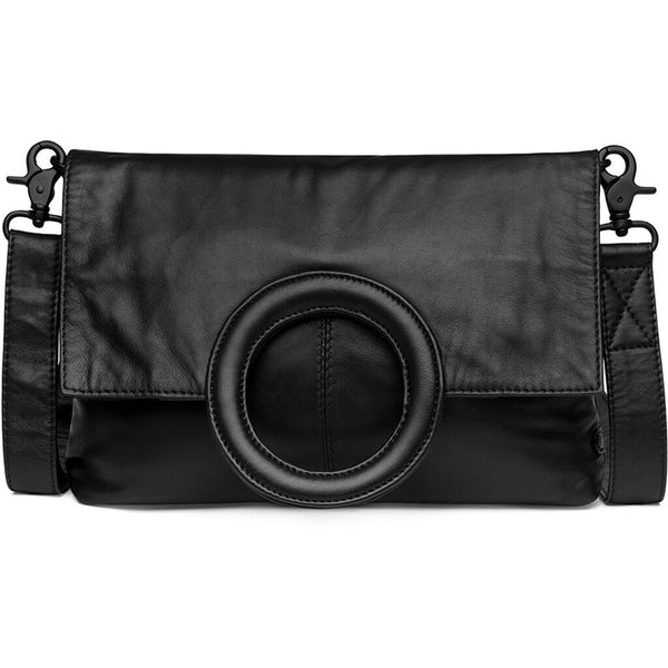DEPECHE Clutch decorated with a stylish leather handle Clutch 099 Black (Nero)