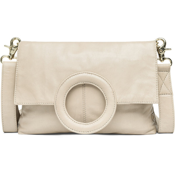 DEPECHE Clutch decorated with a stylish leather handle Clutch 202 Vanilla