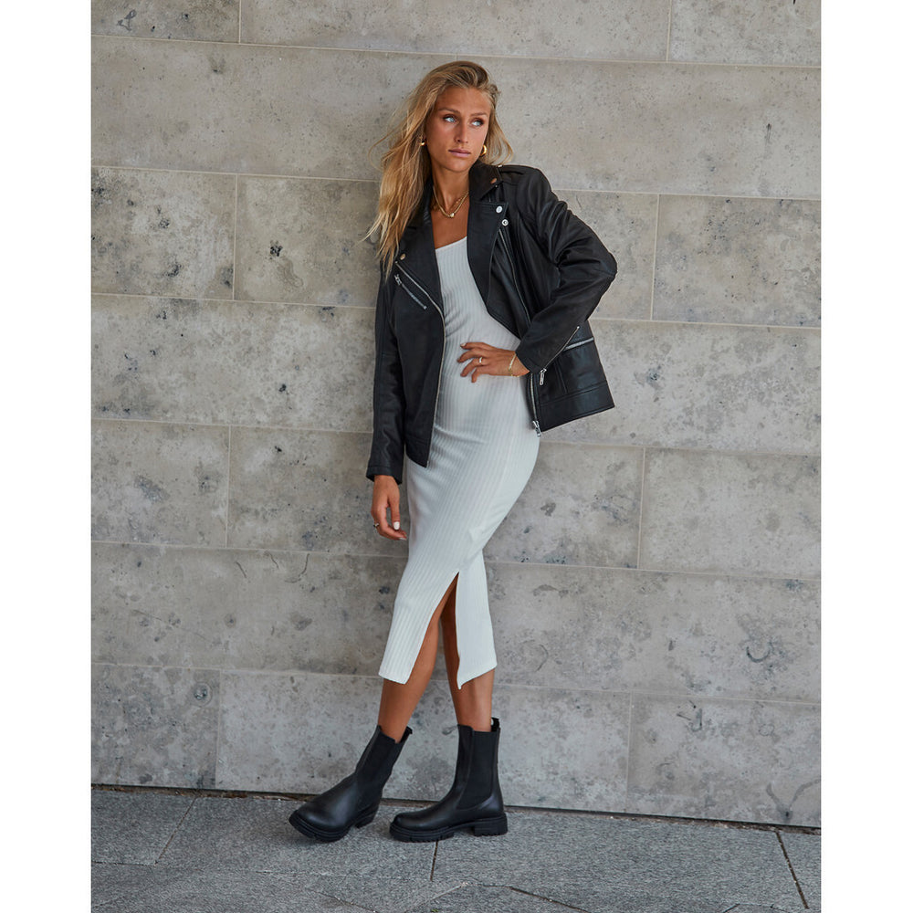 Cool and raw biker jacket in soft quality / 50660 - Black (Nero