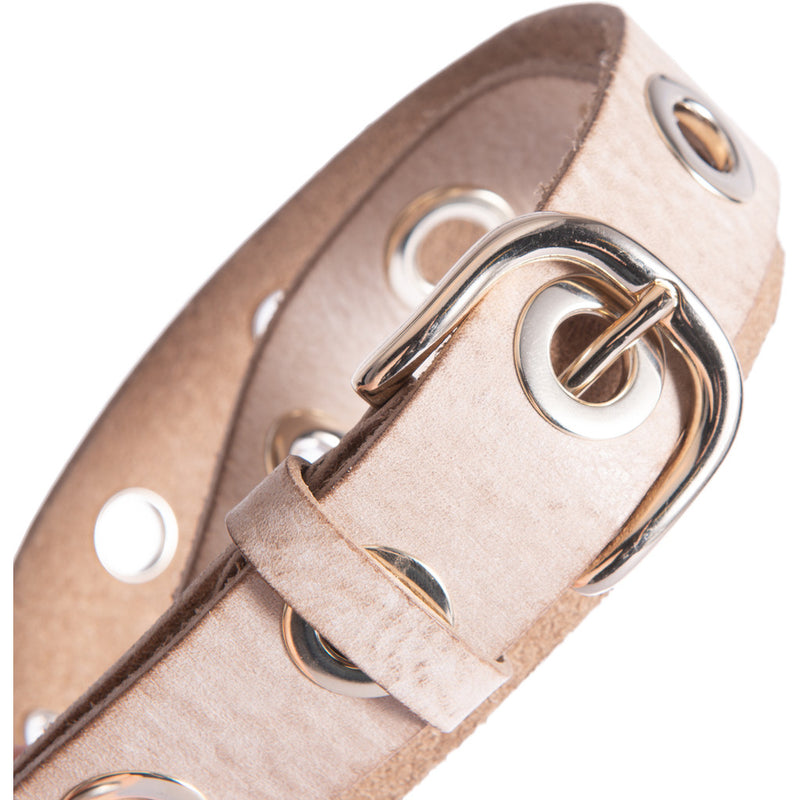 DEPECHE Cool jeans leather belt decorated with large eyelets Belts 011 Sand