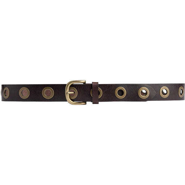 DEPECHE Cool jeans leather belt decorated with large eyelets Belts 161 Dark brown