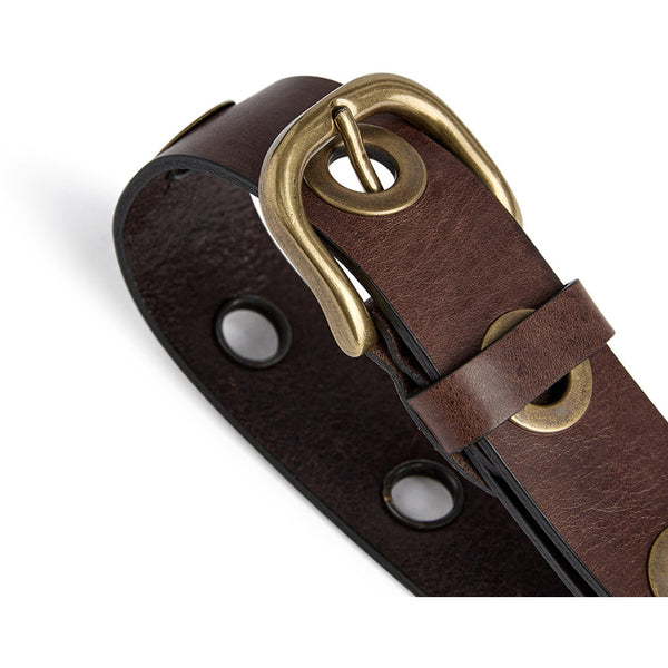 DEPECHE Cool jeans leather belt decorated with large eyelets Belts 179 Brown/Brass