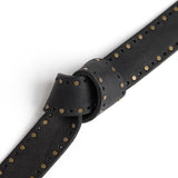 DEPECHE Cool leather belt with details Belt 154 Black/Brass