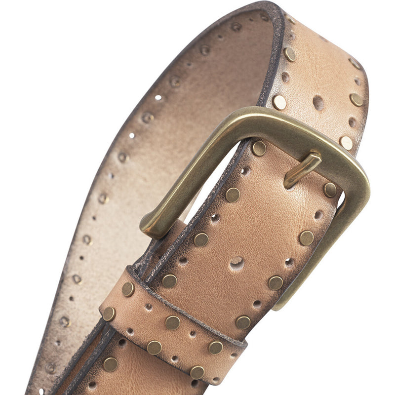 DEPECHE Cool leather belt with details Belts 197 Desert Sand