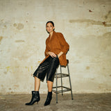Depeche leather wear Cool leather bermuda shorts (HW) Pants 099 Black (Nero)