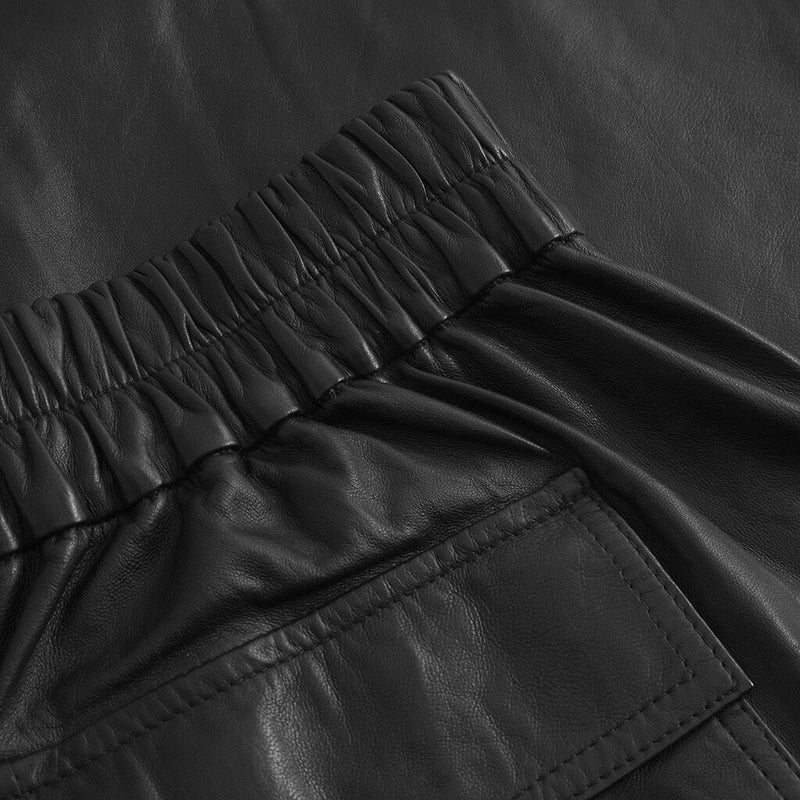Depeche leather wear Cool leather bermuda shorts (HW) Pants 099 Black (Nero)