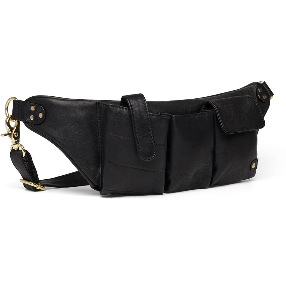 Cool leather bumbag with pocket details 16010 Black Nero DEPECHE