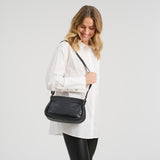 DEPECHE Cow leather crossover bag with tube details Cross over 099 Black