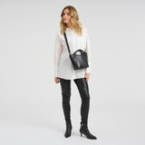 DEPECHE Cow leather crossover with tube-handle detailing Cross over 099 Black