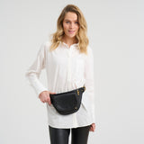 DEPECHE Cow leather saddle-style bumbag Bumbag 099 Black