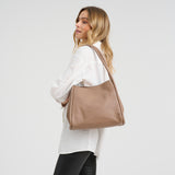 DEPECHE Cow leather shoulder bag with tube straps Shoulderbag / Handbag 224 Taupe