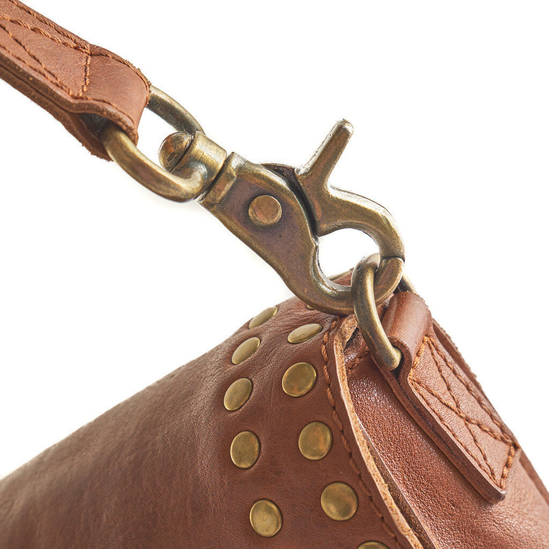 DEPECHE Crossbody bag decorated with studs Cross over 005 Vintage cognac