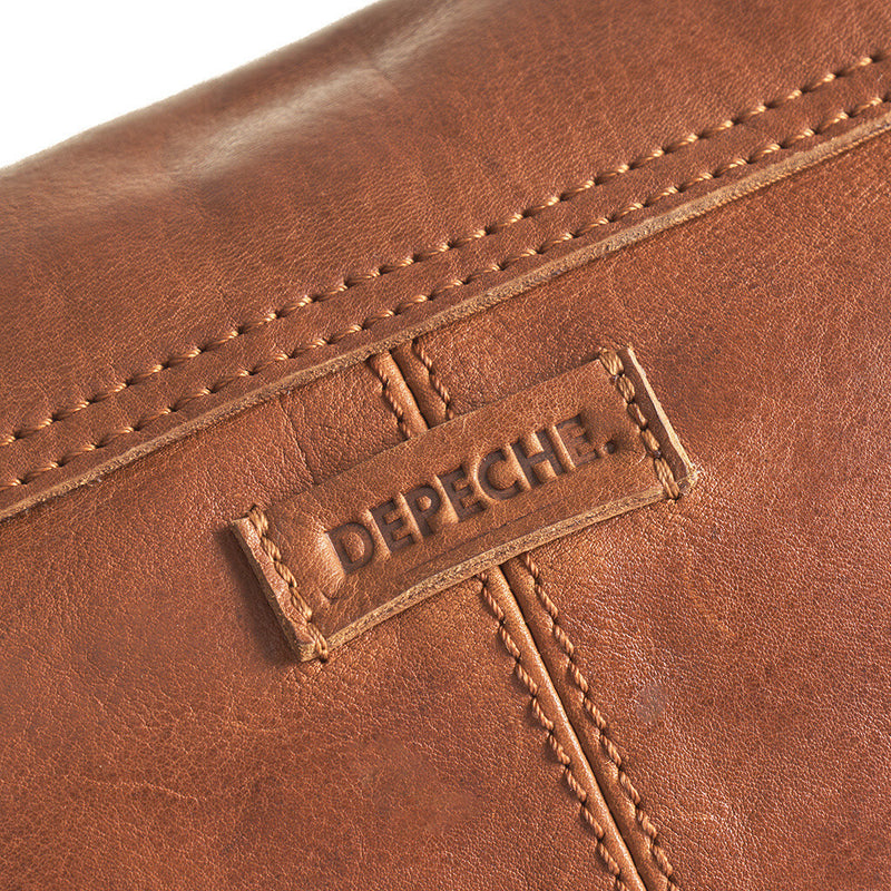DEPECHE Crossbody bag decorated with studs Cross over 005 Vintage cognac