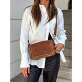 DEPECHE Crossbody bag decorated with studs Cross over 005 Vintage cognac