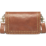 DEPECHE Crossbody bag decorated with studs Cross over 005 Vintage cognac