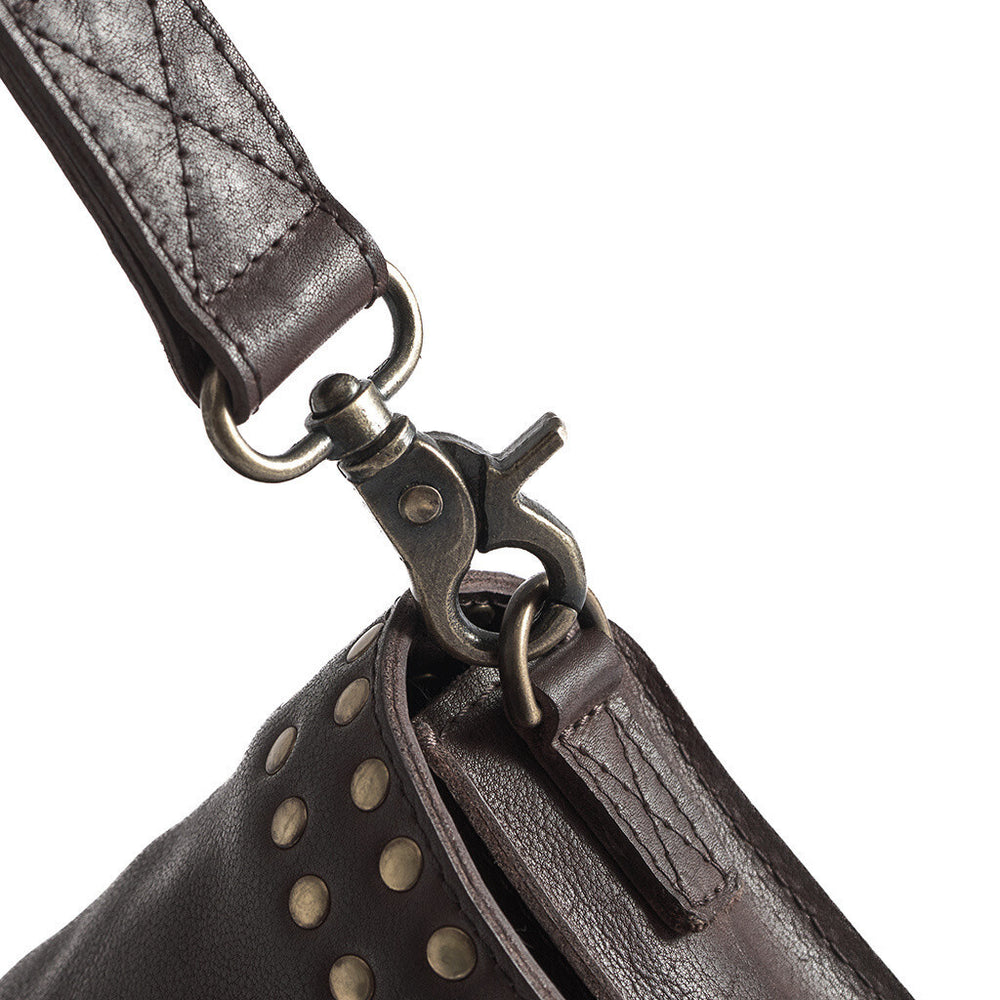 Crossbody bag decorated with studs / 16226 - Vintage Brown