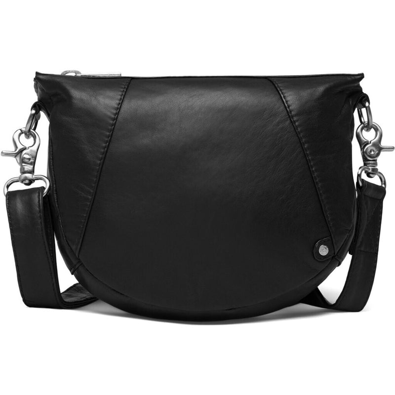 DEPECHE Crossbody bag in a lovely and soft leather quality Cross over 099 Black (Nero)