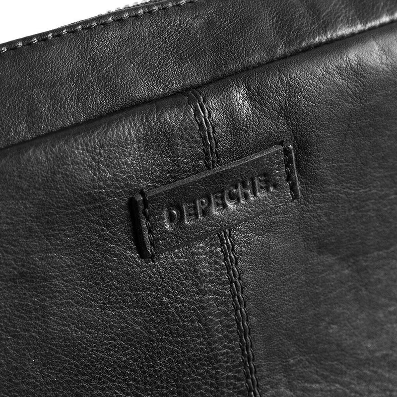 DEPECHE Crossbody bag in high leather quality Cross over 099 Black (Nero)