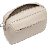 DEPECHE Crossbody leather bag decorated with canvas shoulder strap Cross over 177 Cream