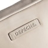 DEPECHE Crossbody leather bag decorated with canvas shoulder strap Cross over 177 Cream