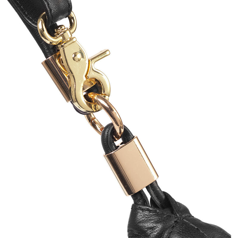 DEPECHE Crossbody leatherbag with delicate ruching details Cross over 099 Black (Nero)