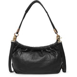DEPECHE Crossbody leatherbag with delicate ruching details Cross over 099 Black (Nero)