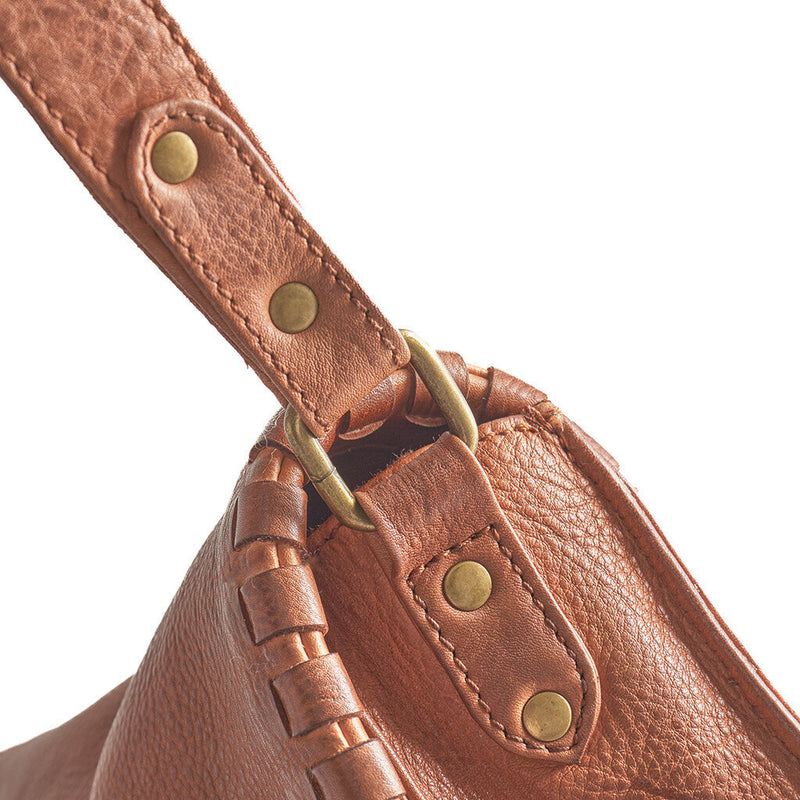 DEPECHE Crossover bag with delicate edge stitching Cross over 014 Cognac