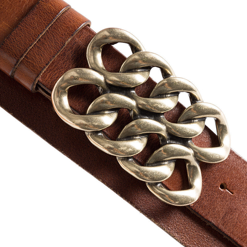 DEPECHE Exclusive leather belt Belts 014 Cognac