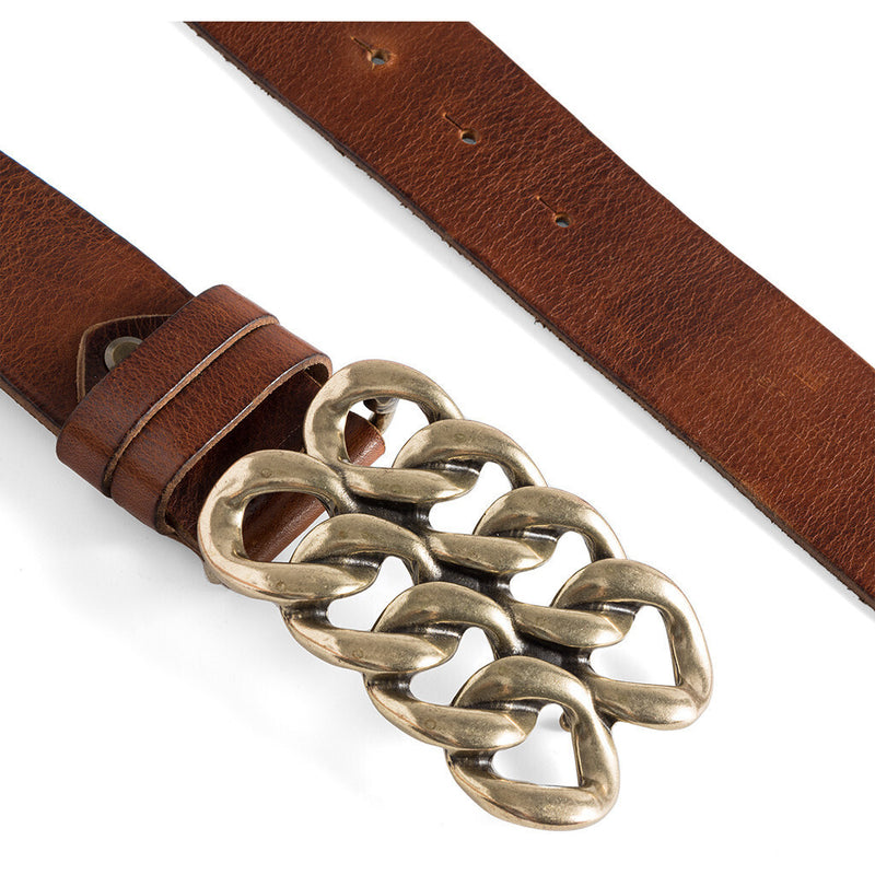 DEPECHE Exclusive leather belt Belts 014 Cognac